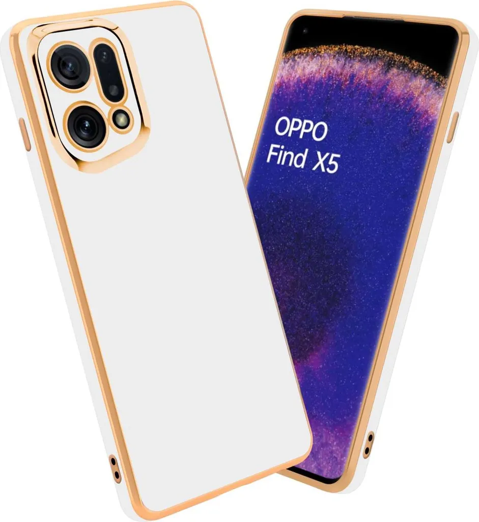 Custodia Chic Oppo Find X5 Bianco e Oro - Accessorio Luxury TPU