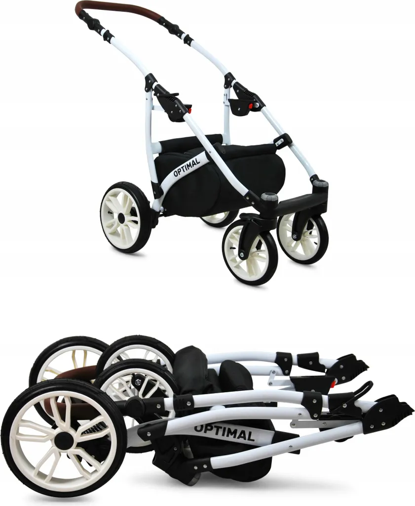 BabyLux® Optimal Ensemble Poussette Combinée 3-en-1 Rose Clair pour Bébé