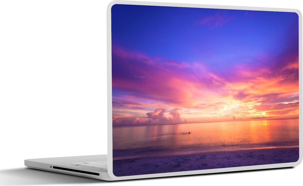MuchoWow Laptop Aufkleber Sticker Cover Ein Sonnenuntergang am Strand von Miami 30x22 cm - Laptop-Sticker