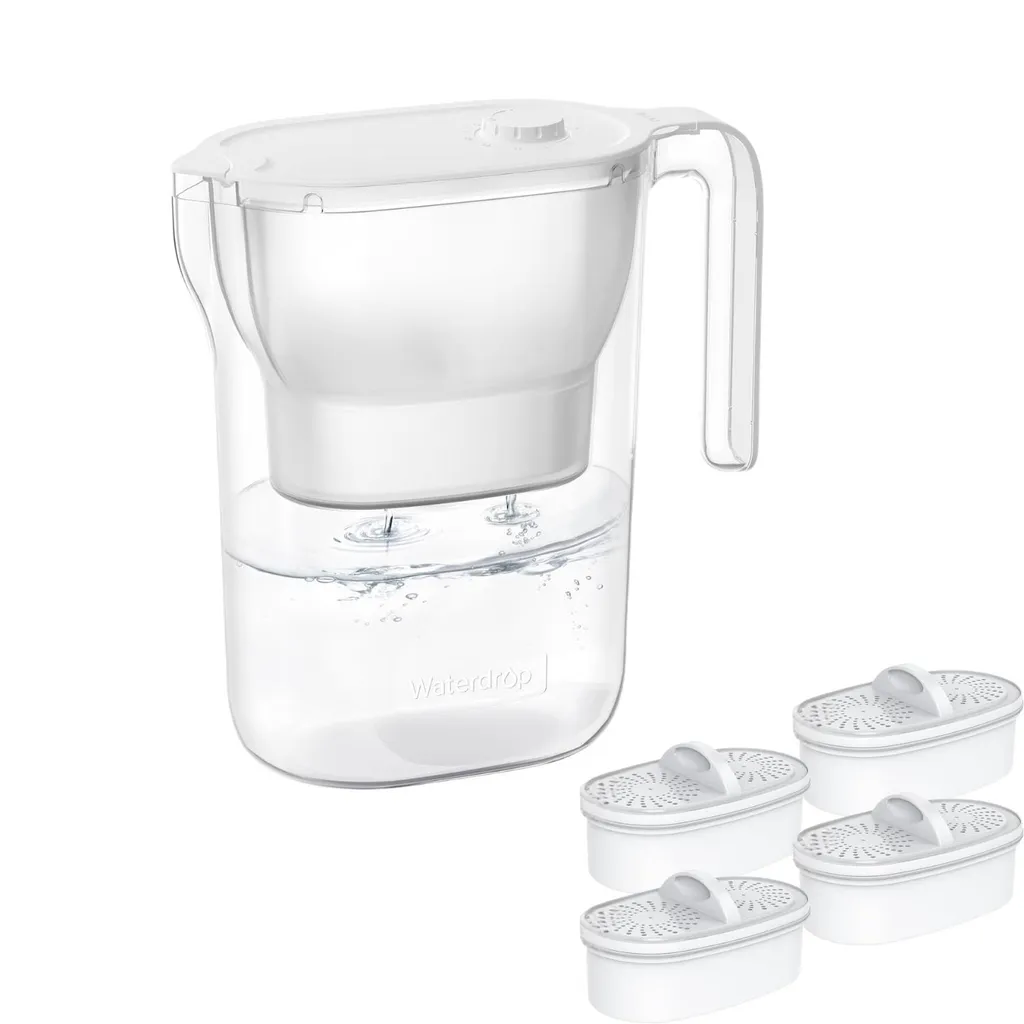 Carafe Filtrante Réfrigérateur 2,5 L sans BPA avec 4 Cartouches Blanc