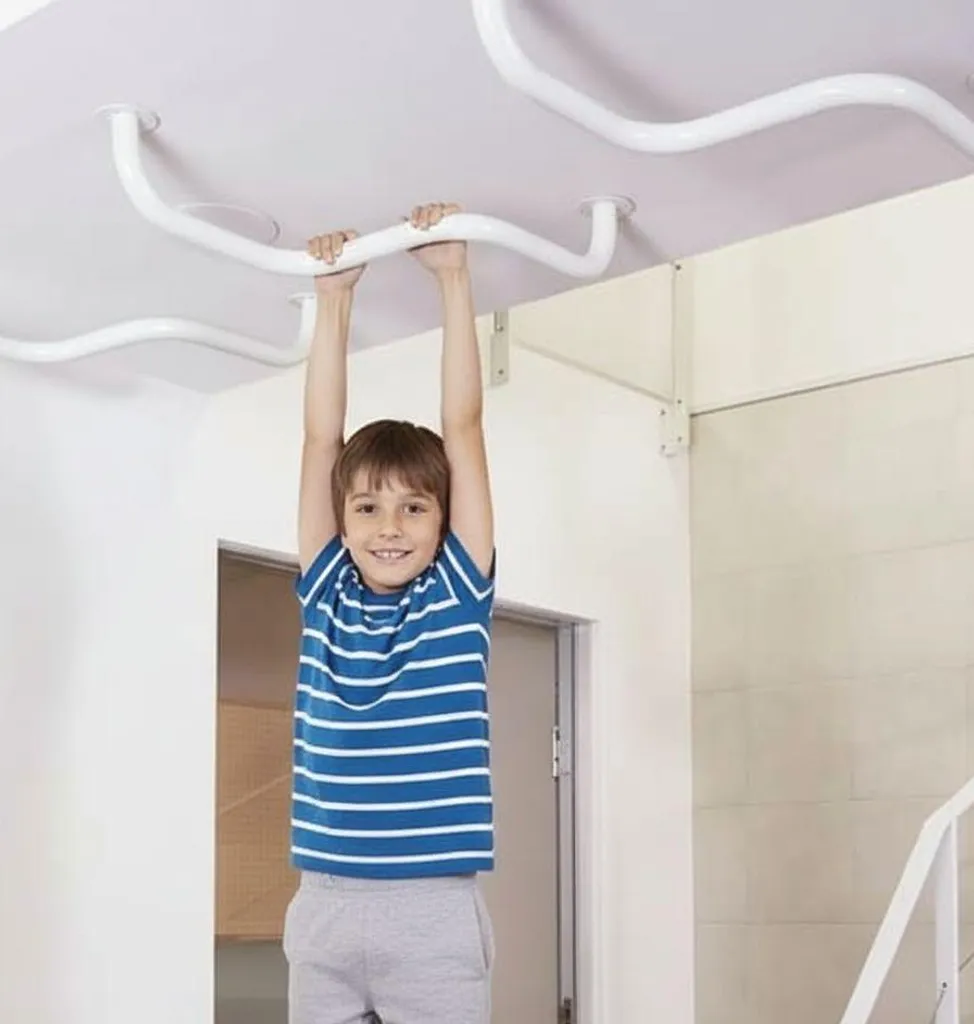 Barre de musculation murale 2w1 Next Basic blanche fixe et robuste - 11
