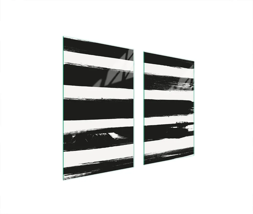 Tagliere in Vetro 75x52 per Piano Cottura | Piastre 2 Pezzi Nero Bianco