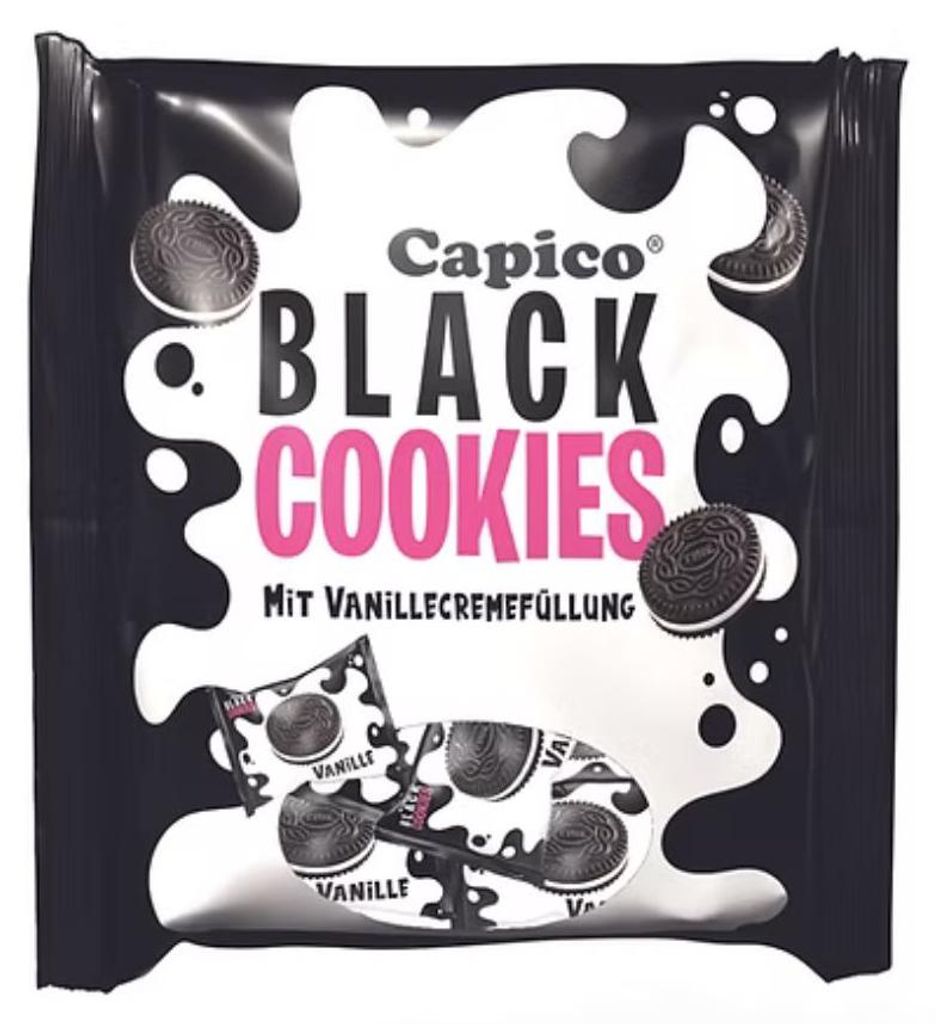 Capico Black Cookies s vanilkovou náplňou – čokoládové Obrázok produktu 