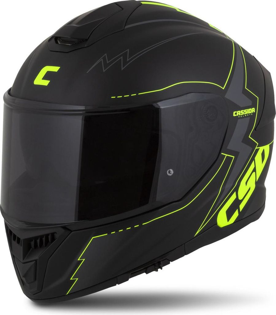 integralhelm GT 2.1 Flash, CASSIDA (schwarz matt/gelb fluo/dunkelgrau, Größe S) Plexiglas mit Pinlock-Vorbereitung