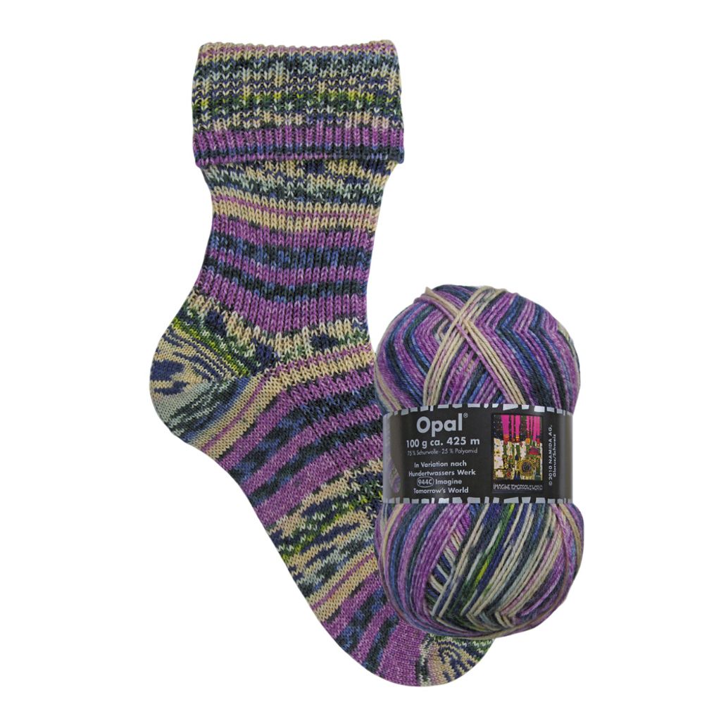 Opal Hundertwasser 4-fädige Sockenwolle,100g/425m LL, 75% Schurwolle/25% Polyamid Tomorrow's World 3203