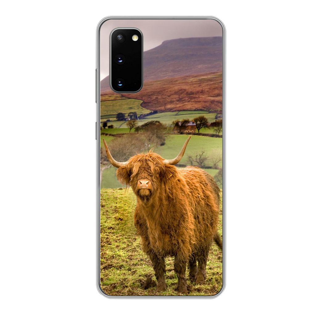 MuchoWow Handyhülle Schutzhülle Hülle für Samsung Galaxy S20 Schottischer Highlander - Berg - Herbst Silikon Softcase Handy Hülle - Bild