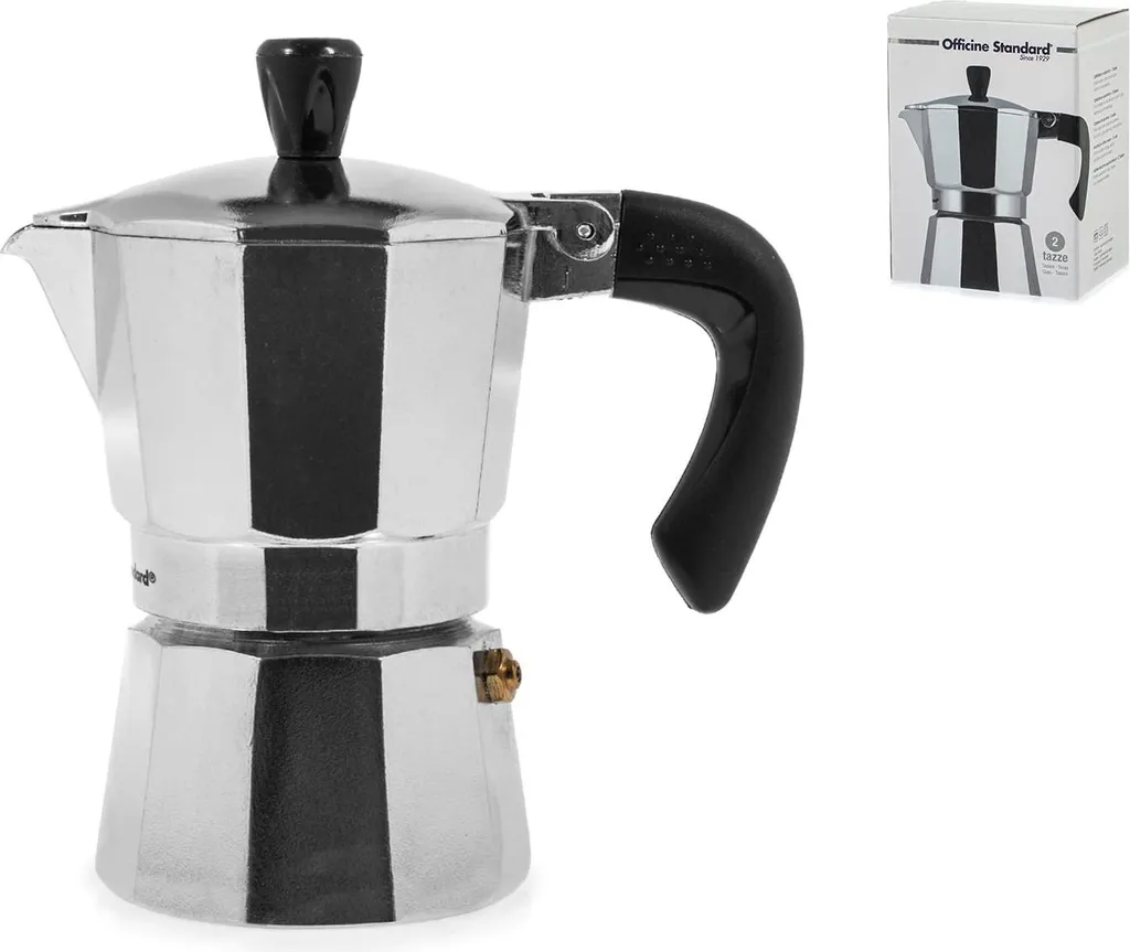 Cafetière 2 tasses Officine Standard en aluminium gris - Modèle Compact