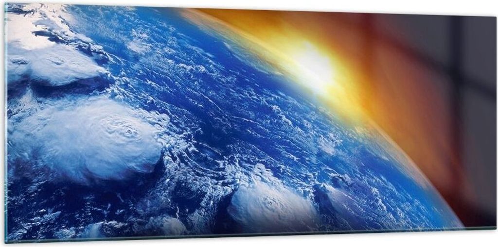 Bilder auf glas - Galaxie Erde Raum - 120x50cm - Glasbilder - Wandbilder - Kunstdruck - zum Aufhängen bereit - Wanddekoration aus Glas - Glas Bild...