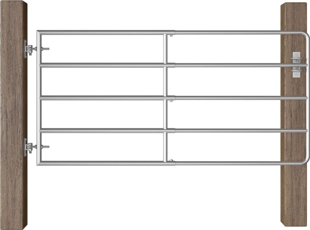 The Living Store 5-Rohr-Weidetor Stahl (95-170)×90 cm Silbern