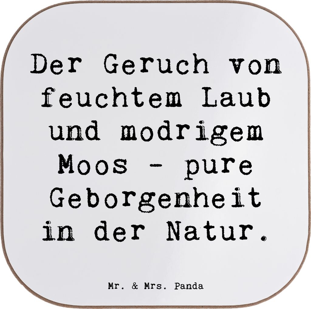 Mr. & Mrs. Panda Tischuntersetzer Spruch Geborgenheit in der Natur - Weiß - Geschenk, liebevoll handgefertigt, Coaster, Naturmagie, Motivation, bi...