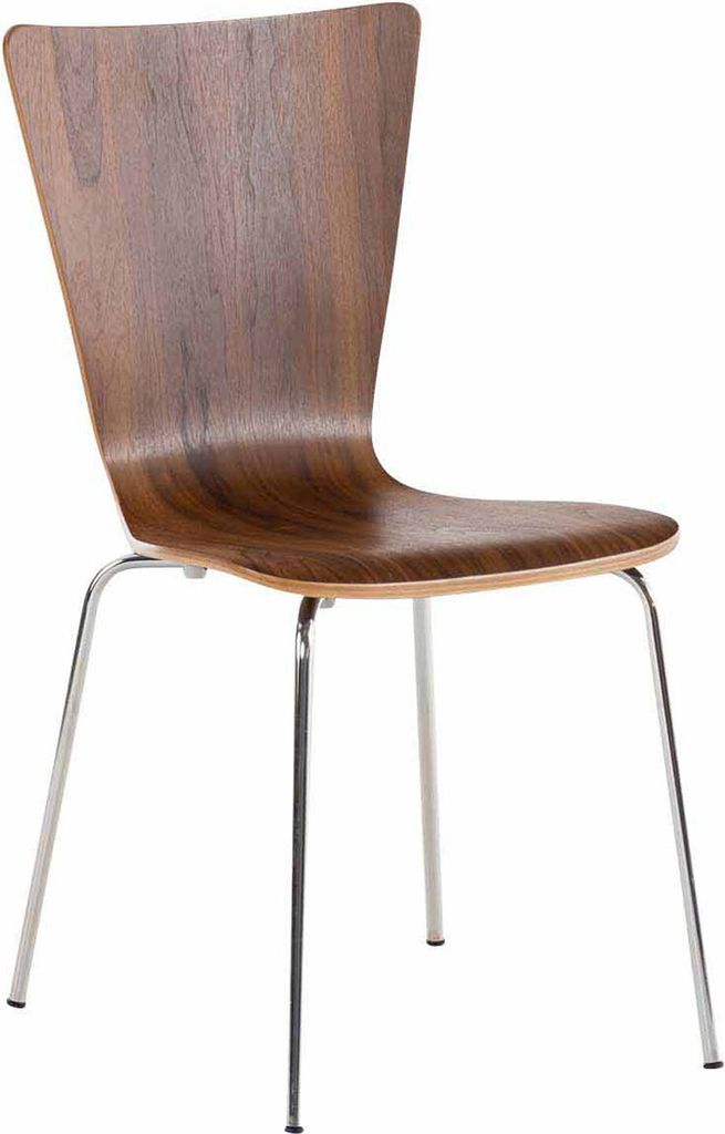 TPFLiving Besucherstuhl Stapelstuhl Jaron mit Holzsitz und Metallgestell Farbe: Walnuss