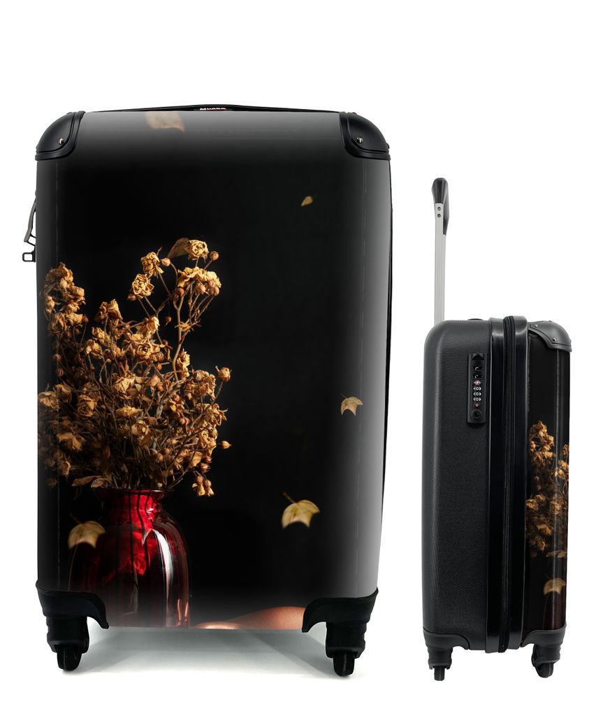 MuchoWow Koffer Handgepäck Trolley Rollkoffer Kleine Reisekoffer mit 4 Rollen - Getrocknete Blumen - Blumenstrauß - Stilleben - Cabin Size < 55...