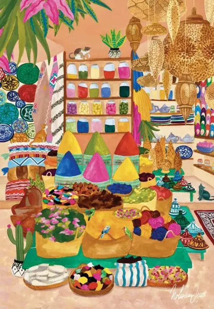 Puzzle adulte 1000 pièces Marché aux épices - Illustration colorée