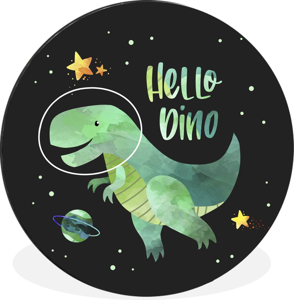 MuchoWow Aluminium Wandkreis Zitate - Sterne - 'Hallo Dino' - Sprichwörter - Mädchen - Junge - Kinder - Kind Ø 30 cm Wanddeko Modern Wohnzimme...