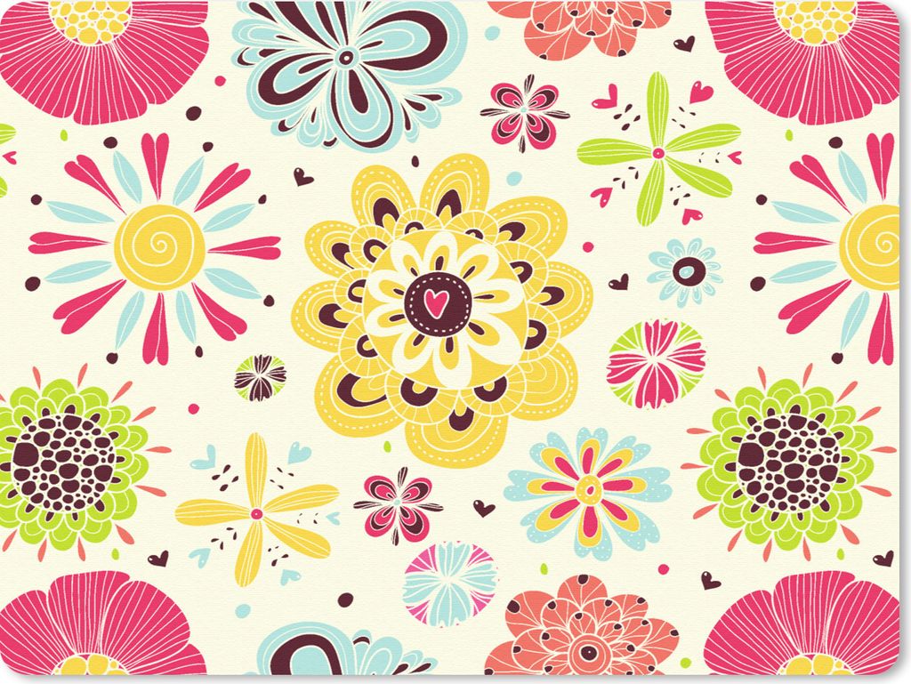 MuchoWow Mauspad Mousepad Herz - Blumen - Muster 40x30 cm - Mousepads - Maus Mat - Pad - Mausunterlage - Anti Rutsch