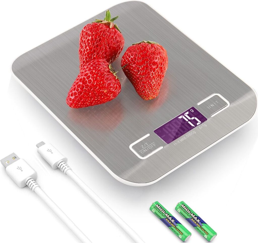 Digitale USB-Küchenwaage aus rostfreiem Stahl 10 kg elektronische Präzisions-Postnahrungsmittelwaage für das Kochen Backen Messwerkzeuge