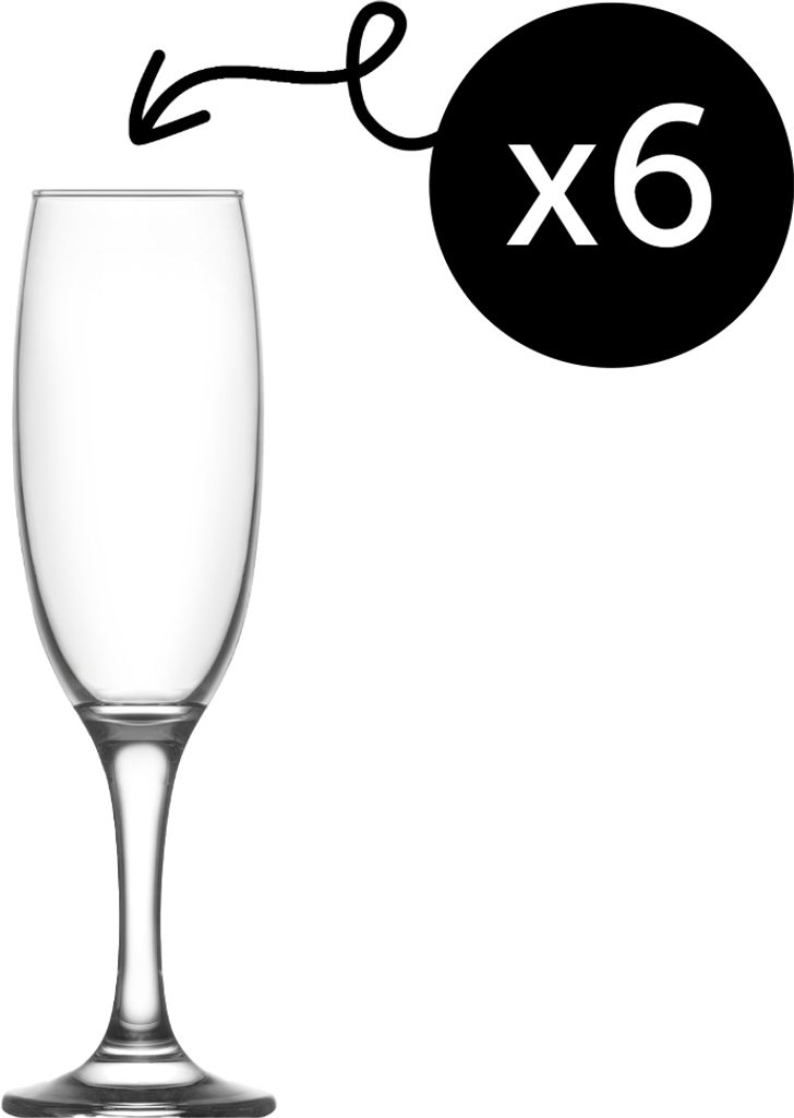 LAV Empire Champagnerflöten – 220 ml (7 1/2 oz), 6er Set