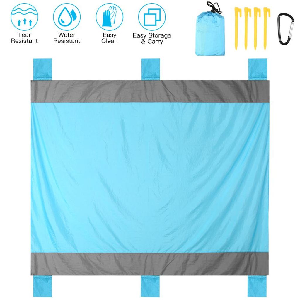 Wasserabweisende Stranddecke mit Ecktaschen, Heringen, sandabweisende Picknickdecke für Reisen, Camping und Wandern