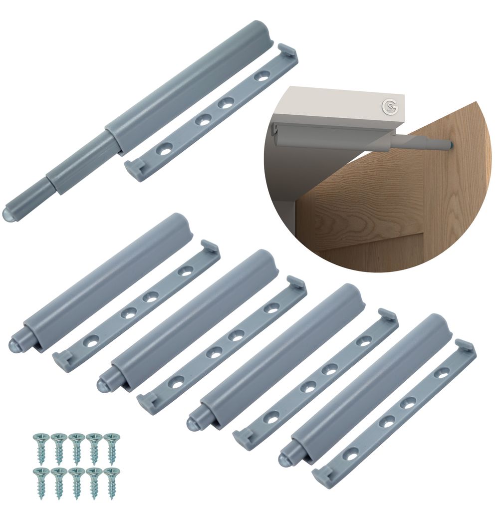 Push-to-Open Türdämpfer, Grau, mit Gummispitze, 5 Stück Produktbild 