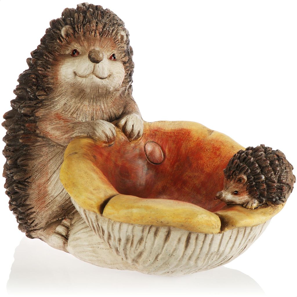 com-four Deko-Igel mit Pilz - herbstlicher Aufsteller für Tisch, Regal, Fensterbrett - kleine Schale für Deko, Nüsse oder als Vogeltränke - D...