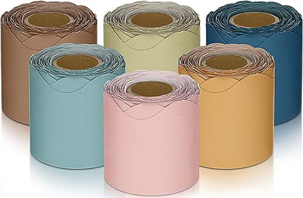 6 Rollen bunte Klassenzimmer-Pinnwand-Ränder, lebendige Farbe, weit verbreitete Pinnwand-Verzierung, Dekoration, Kreidetafel, Büro-Dekor