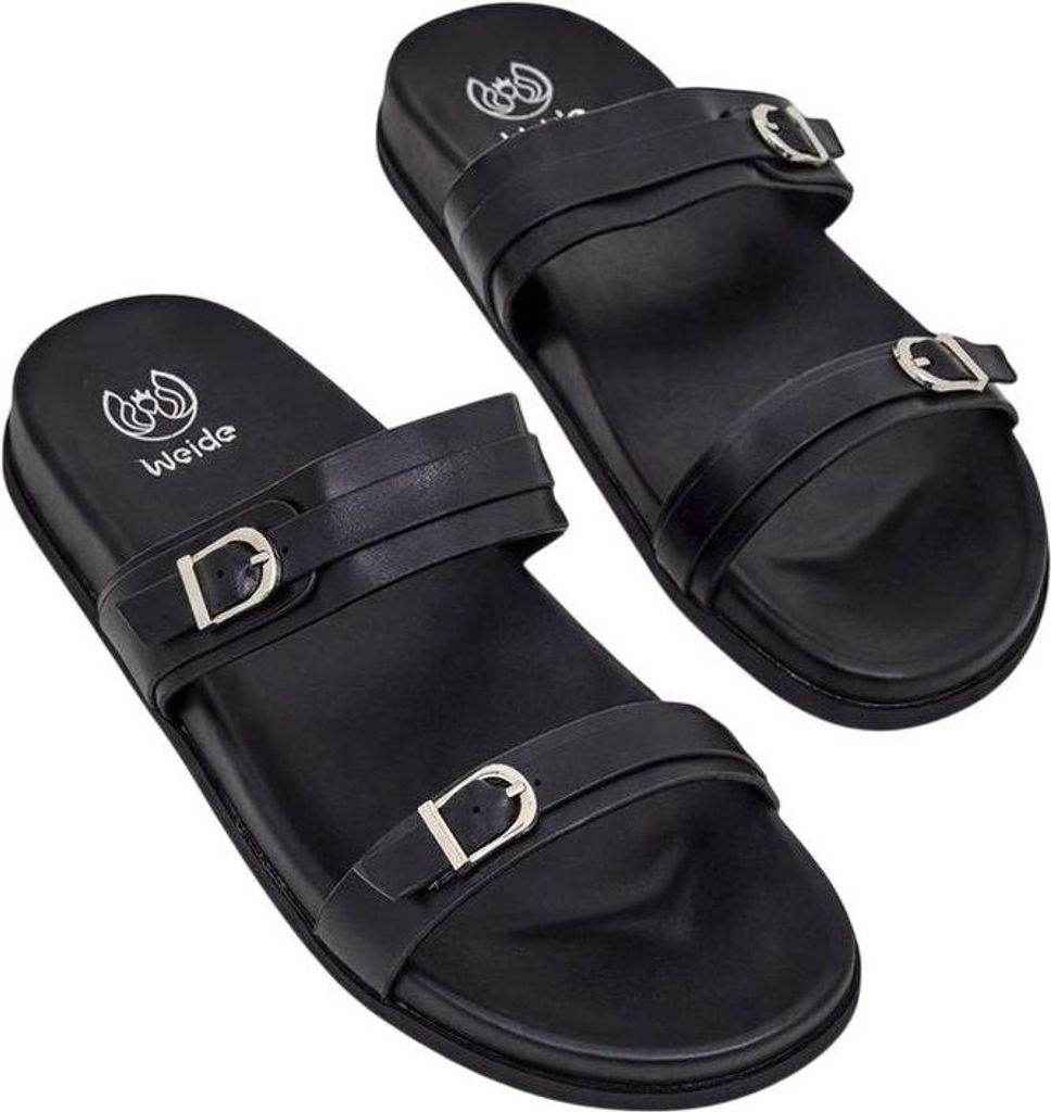 Damen Slipper Leichte Sandalen zum Garten Hausschuhe Rilevenn Schwarz Gr.40