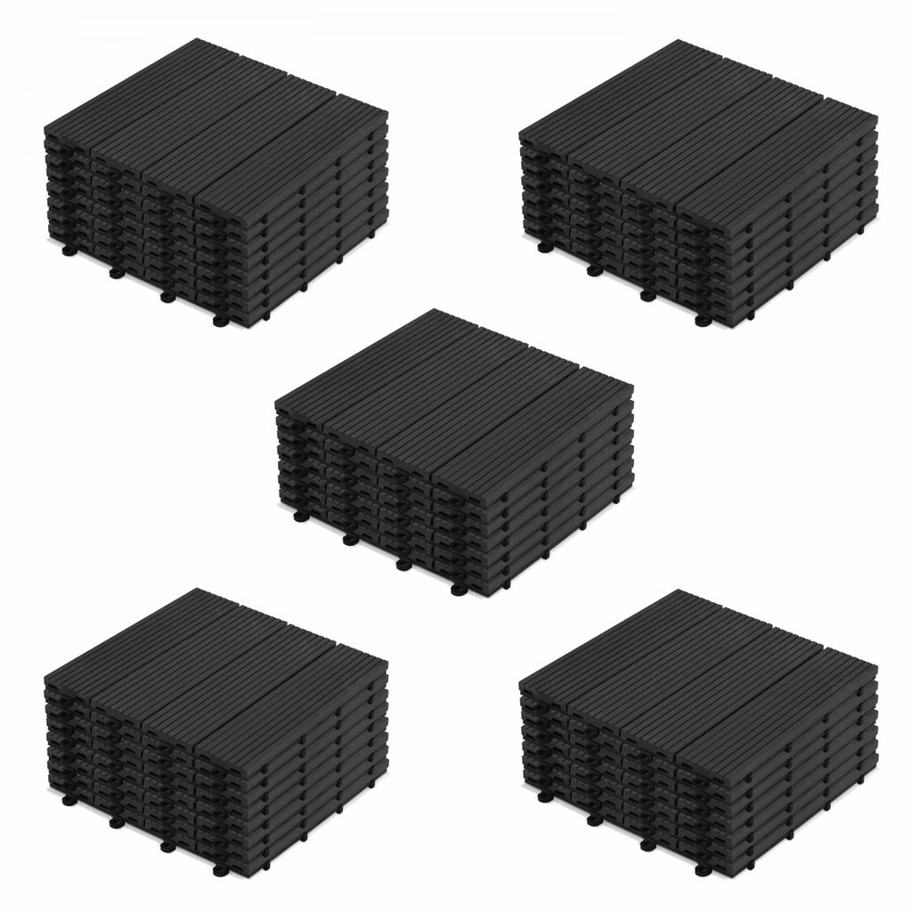 40 Klickbare anthrazitgraue Terrassenplatten aus Verbundholz Grau - Oviala Batam