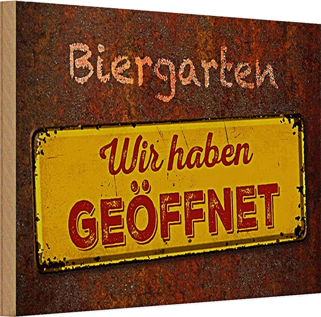 Holzschild Spruch 30x20cm Biergarten wir haben geöffnet