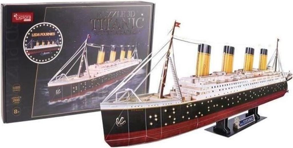 3D Puzzle, Titanic Schiff, Leuchtend, 266 Teile, 88 cm, Ab 8 Jahren, EXPLORA Bausatz