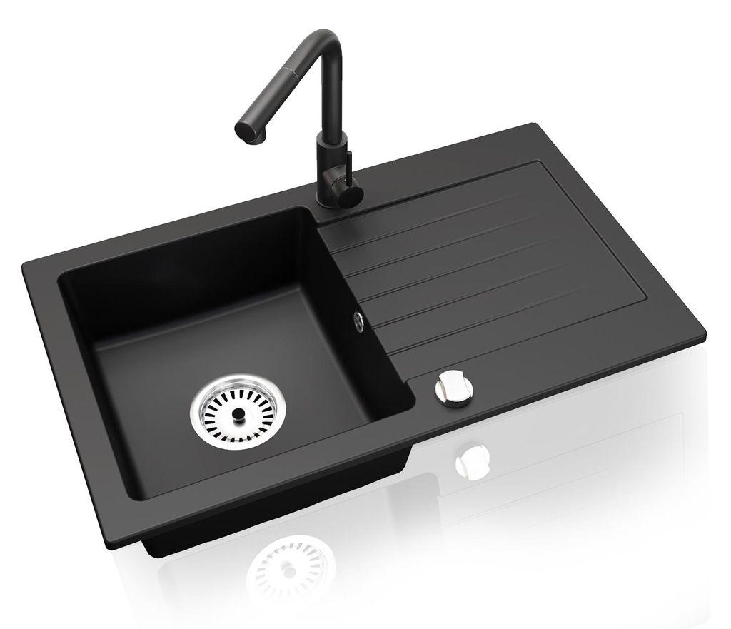 Faizee Home Granitspüle 75 x 44 cm Nachtschwarz – inklusive Produktbild 