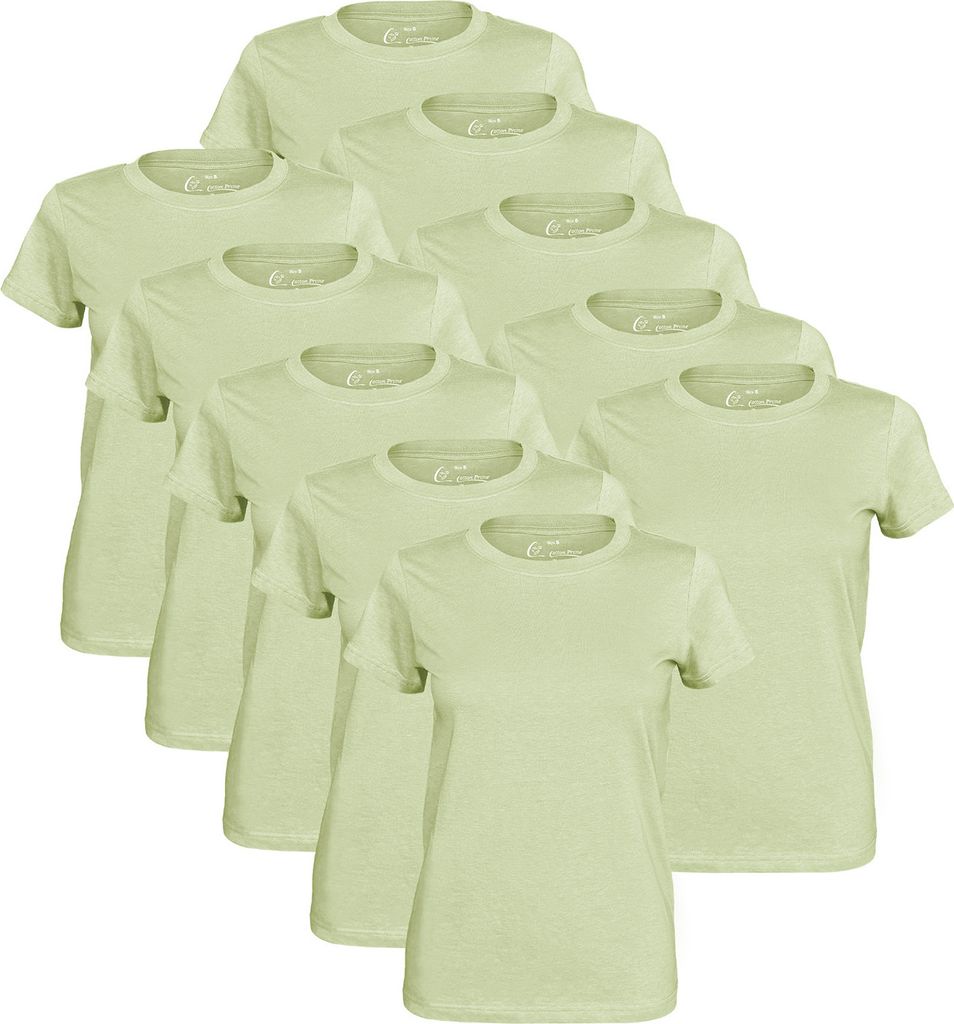 Cotton Prime 10 Stück Damen T-Shirt O-Neck - Tee XL light khaki
