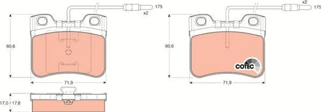 Plaquettes de frein TRW GDB906 pour disque OE 95619550 Citroën AX