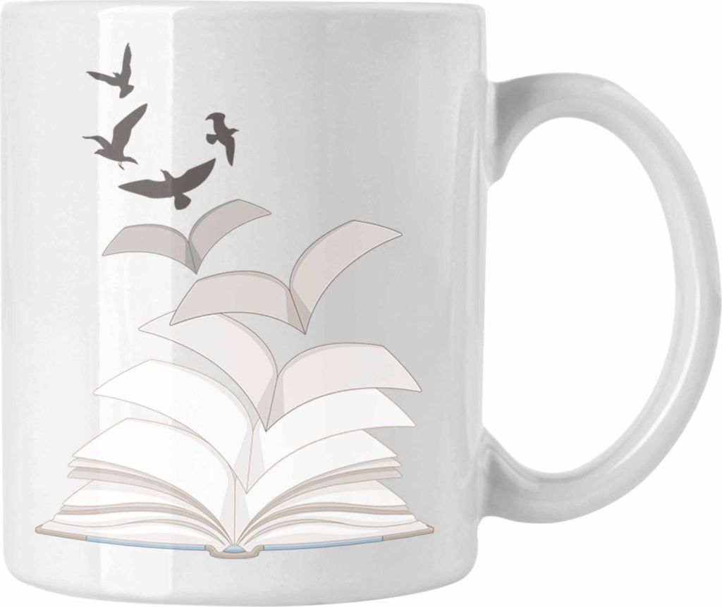 Trendation - Leseratte Geschenk Tasse Buch Grafik Bücher Lesen Bücherwurm Geschenk Spruch Lesen (Weiß)