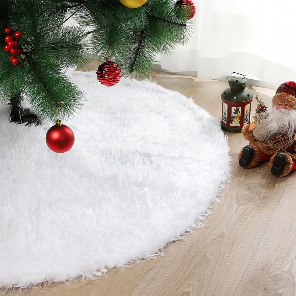 TolleTour 90cm Weihnachtsbaum-Teppich Tannenbaum Decke kunstfell Weiß Rund Rock Teppich Filz für Schnee Christbaum Weihnachtsbaum Deko Weihnachts...