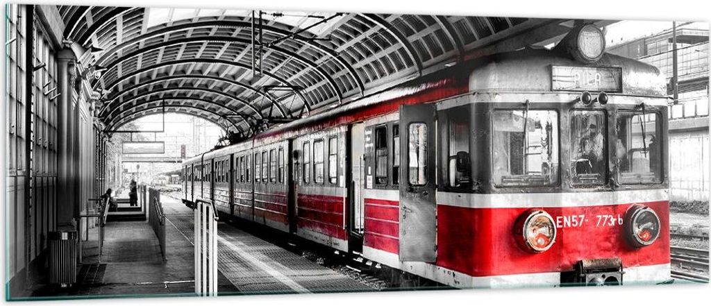 Bilder auf glas - Bahn Bahnhof Zug Transport - 140x50cm - Glasbilder - Wandbilder - Kunstdruck - zum Aufhängen bereit - Wanddekoration aus Glas - ...