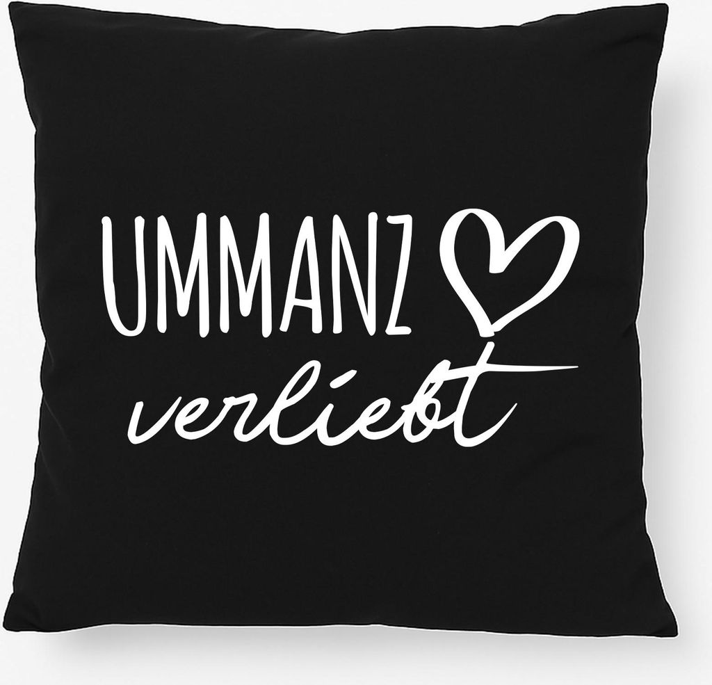 Huuraa Kissen Ummanz verliebt 40x40cm mit Füllung Black Baumwolle Dekokissen Geschenkidee