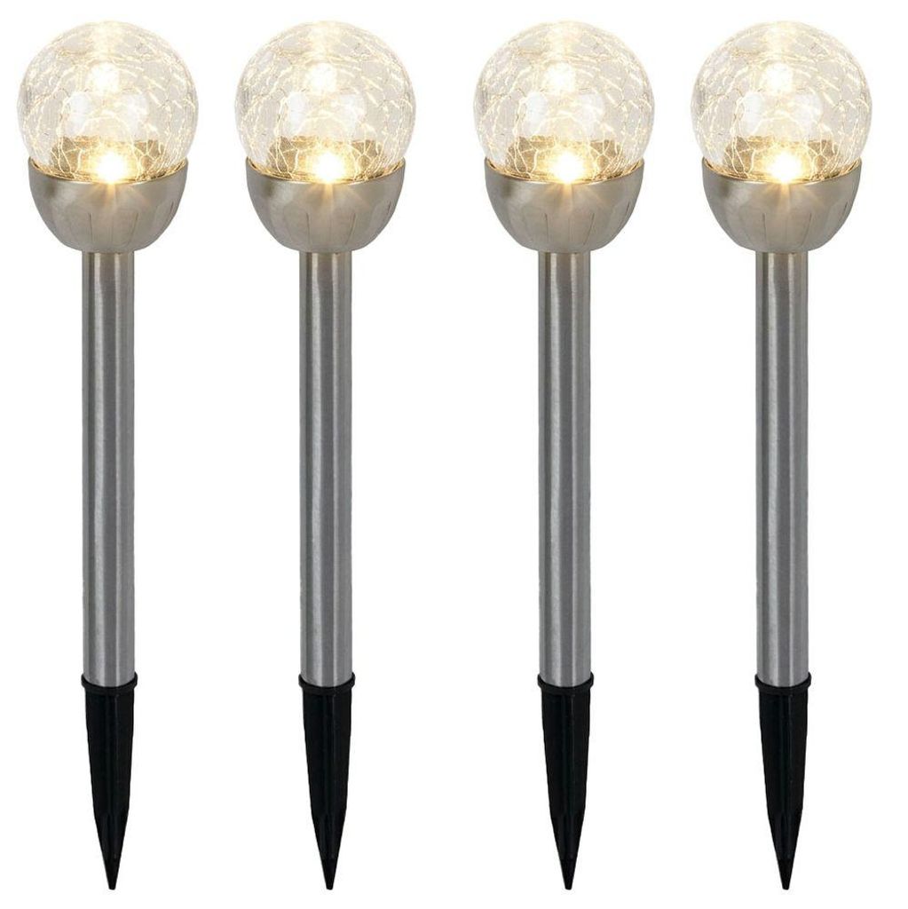 4er Set LED Außenleuchte, Solarlampe, Edelstahl, silber