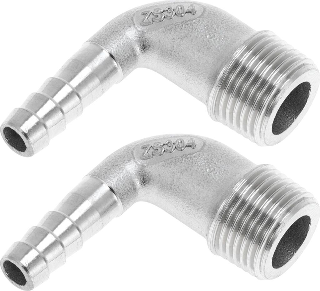 2 Stück Schlauchstutzen für Luft Wasser Öl Gas Kraftstoff 3/8" BSPT männlicher Edelstahlverbinder 5/16" OD Silberton 304 Edelstahl