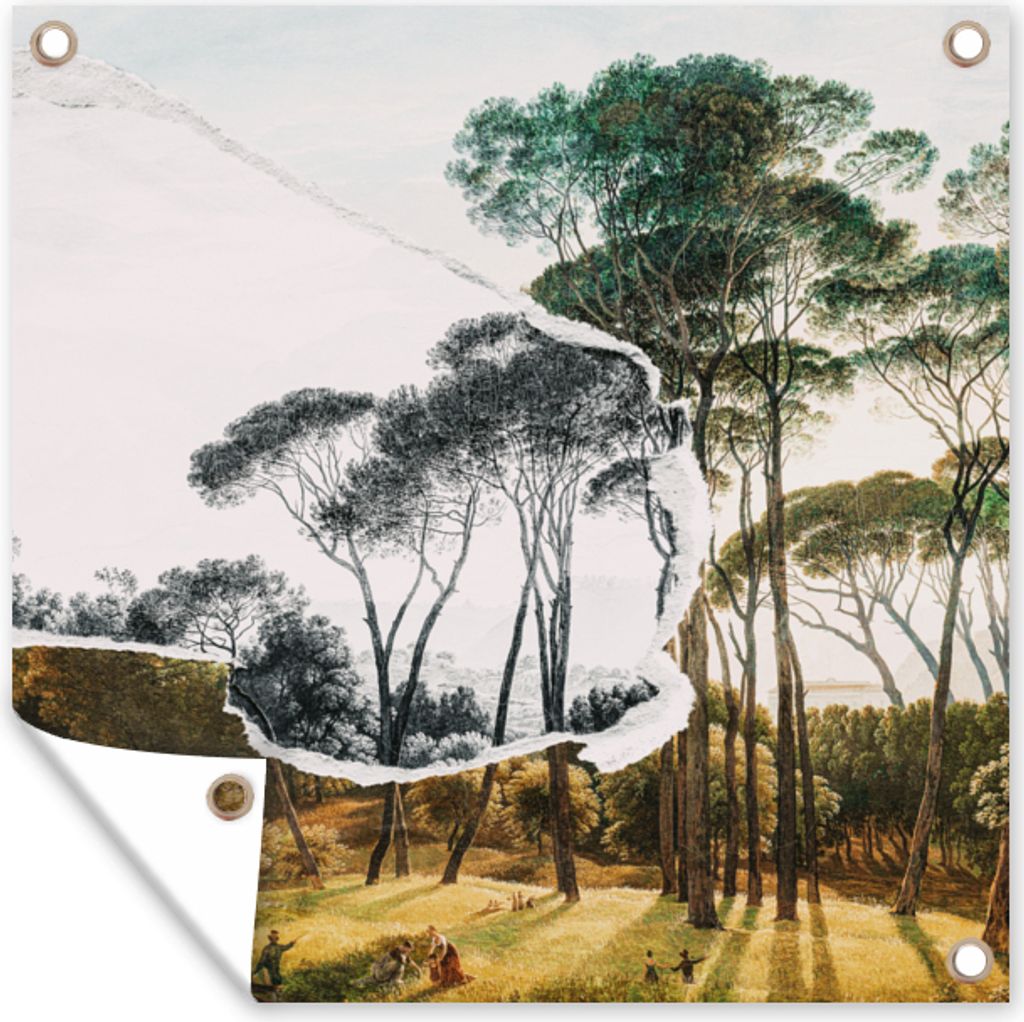 MuchoWow 50x50 cm Outdoor-Poster Gartendeko Sichtschutz Garten Poster für den Garten Italienische Landschaft Schirmkiefern - Kunst - Hendrik Vo...
