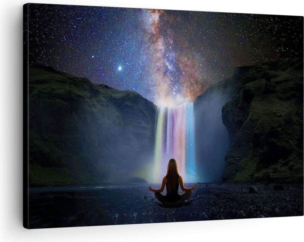 Bild auf Leinwand - Leinwandbild - Einteilig - Wasserfall die Sterne Meditation - 70x50cm - Wand Bild - Wanddeko - Wandbilder - Leinwanddruck - Bil...