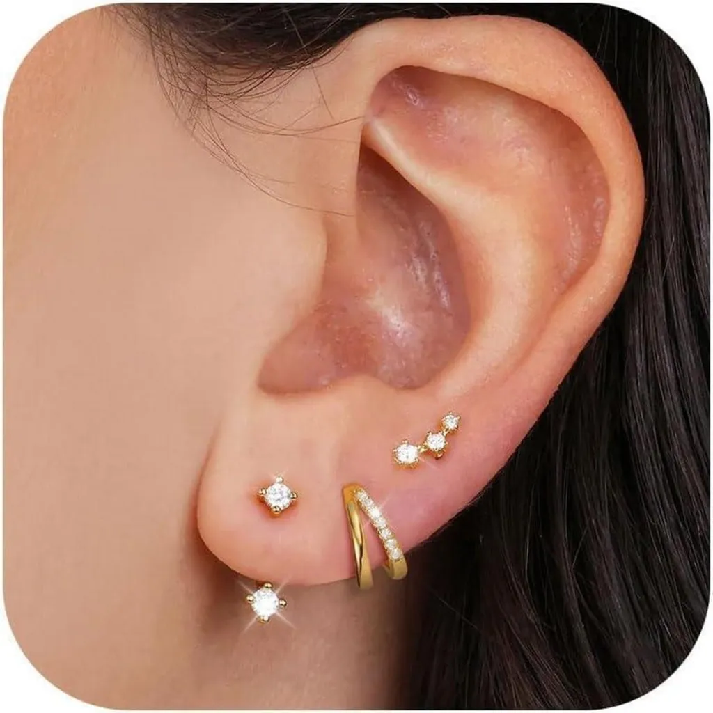 Orecchini FUNEIA Luxury Set Argento 925 e Zirconi | Placcatura 14K