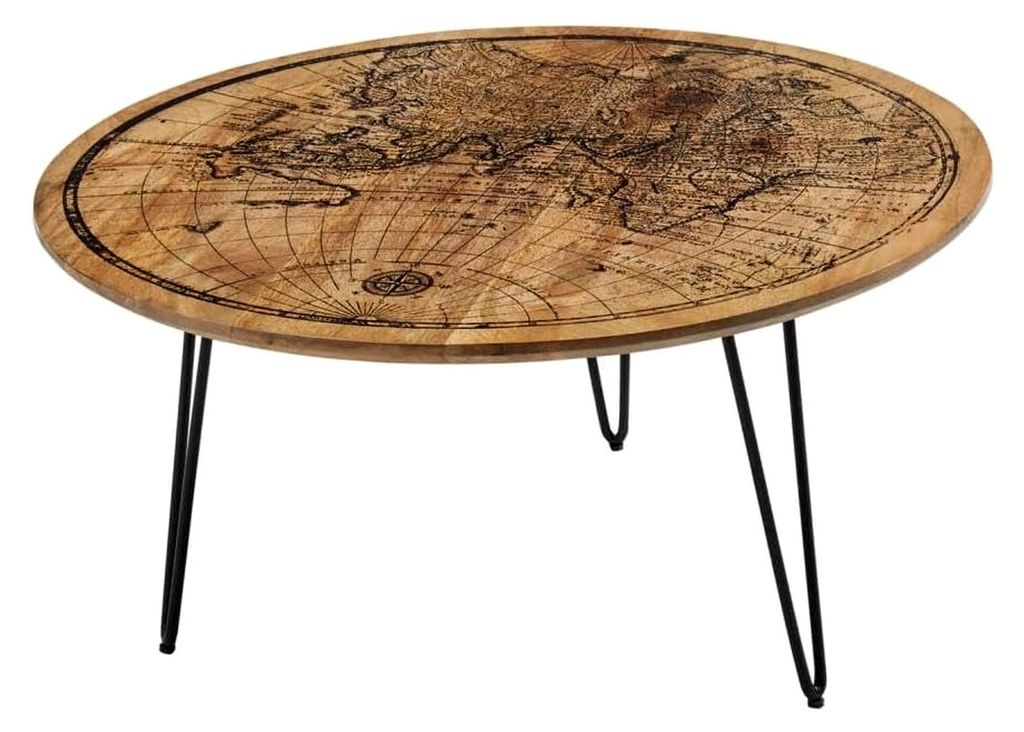 Couchtisch NAPOCA von Stolkom mit Weltkarte Aufdruck