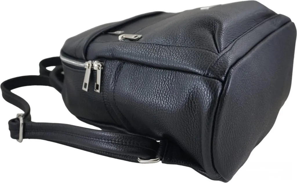Sac à dos en cuir souple Barberini's avec compartiments zippés - 5