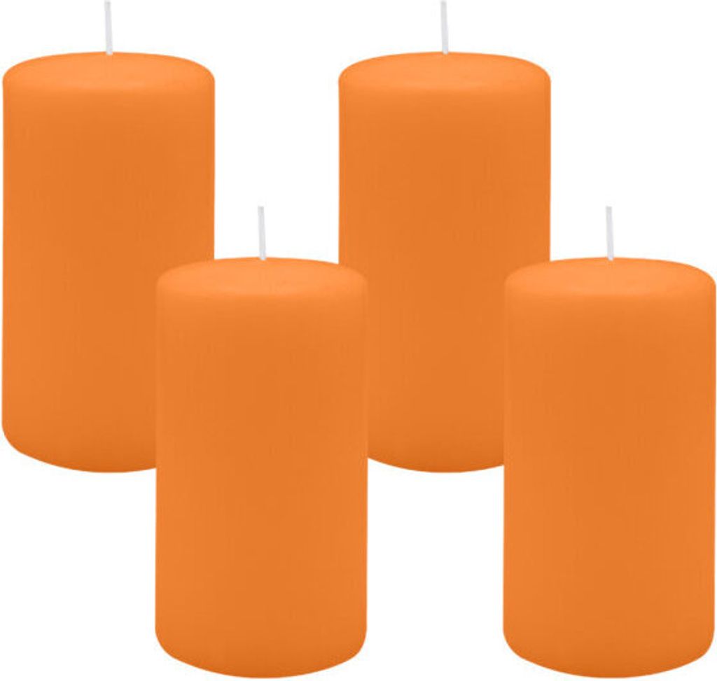 4er Set Adventskranzkerzen Mango Orange Ø 70 x 130 mm Produktbild 