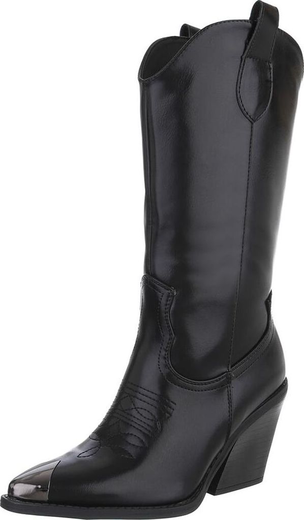 Ital-Design Damen Stiefel High-Heel Stiefel Lederoptik Western- & Bikerstiefel 90152866 Schwarz Gr. 39