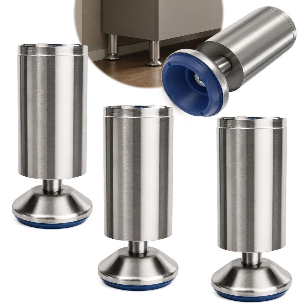 HOOZ® Möbelfüße Edelstahl 120 mm 4er Set [BREITER Produktbild 