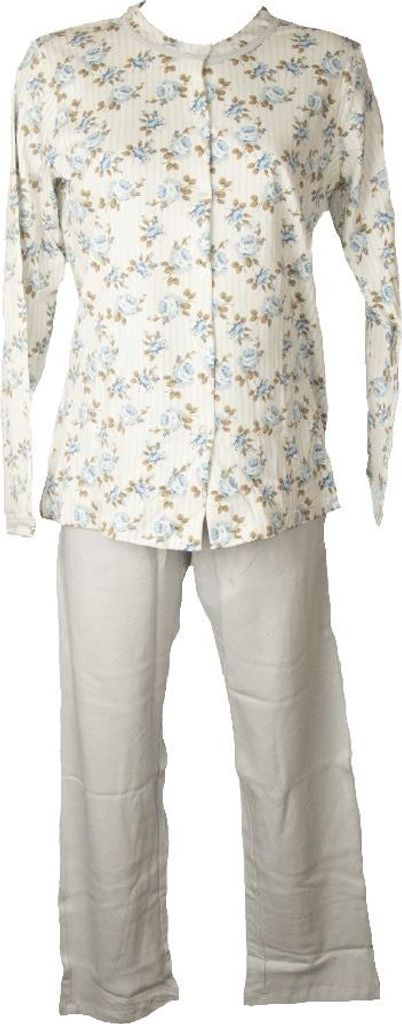 Damen Pyjama RAGNO offen mit Knöpfen Langarm lange warme Baumwoll-Interlock-Winterhose Artikel DE11N6, Taglia 48, Cotone 100%
