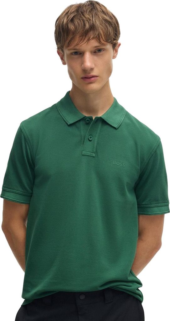 Boss Polo grün Kurzarm Prime normale Passform Baumwolle