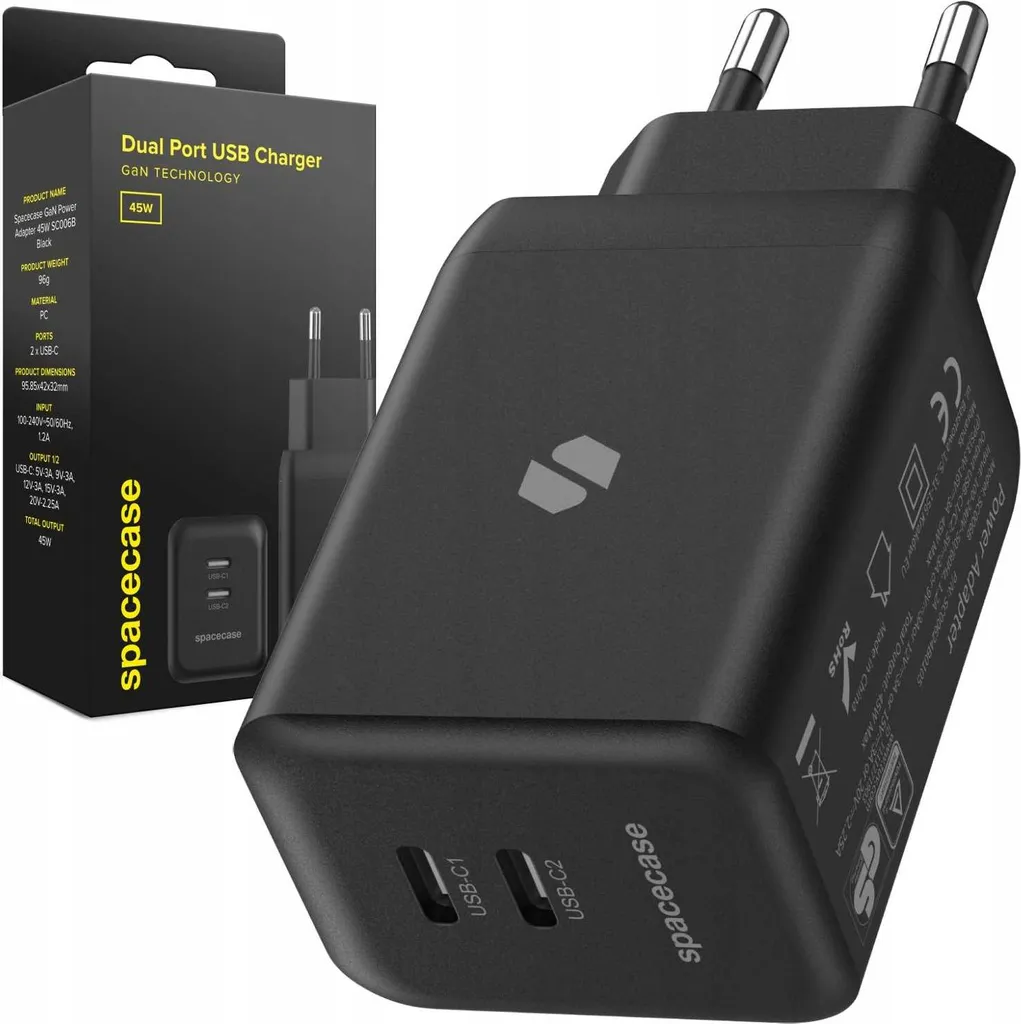 Chargeur USB-C Rapide 45W GaN - Finissez-en avec la Charge Lente Double