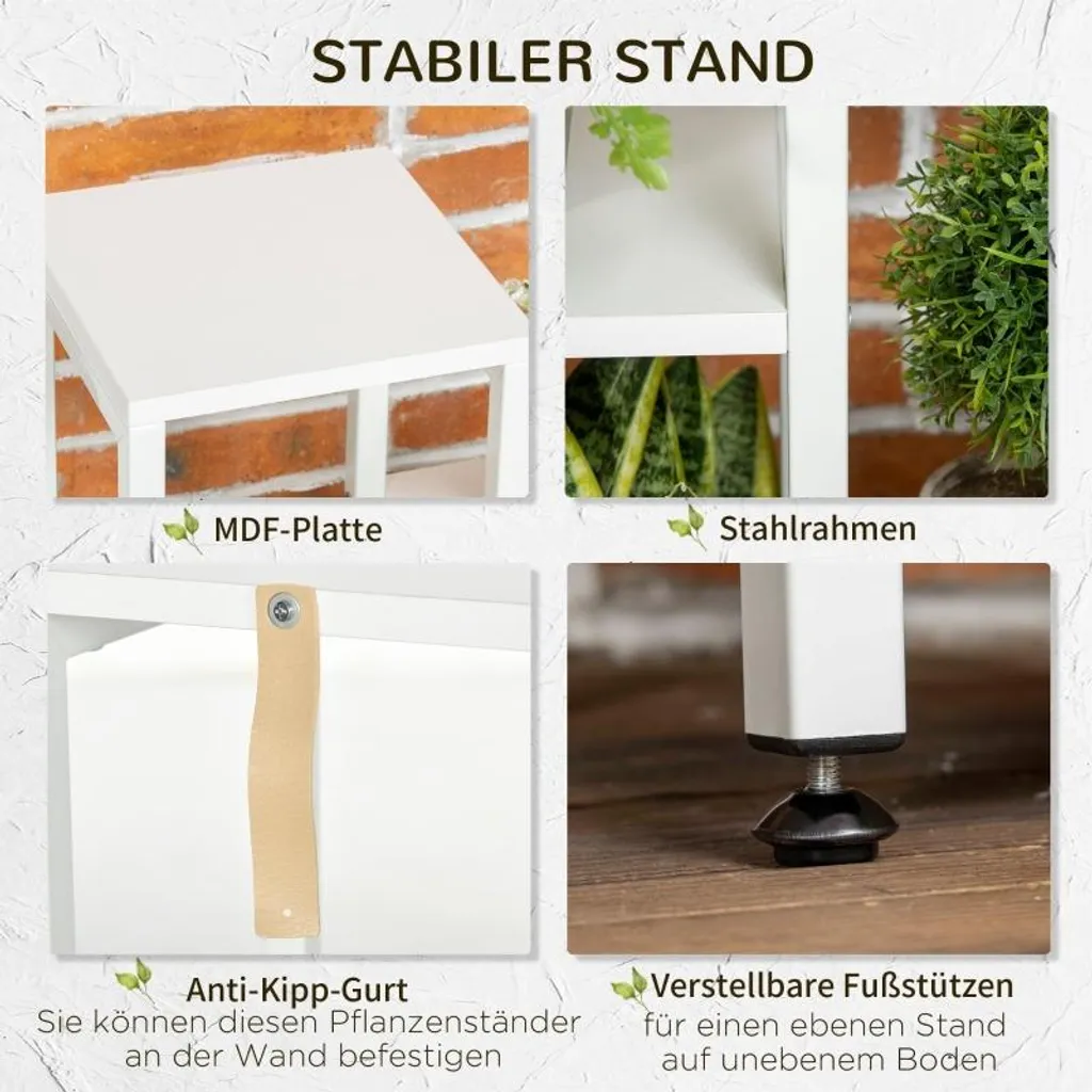 Support à Fleurs Intérieur et Extérieur Blanc pour Jardin Vertical 7